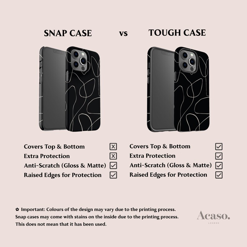 Black Minimal Case for iPhone, for Galaxy, Pixel Series, Line Art, Minimalistic Phone Cases image 5