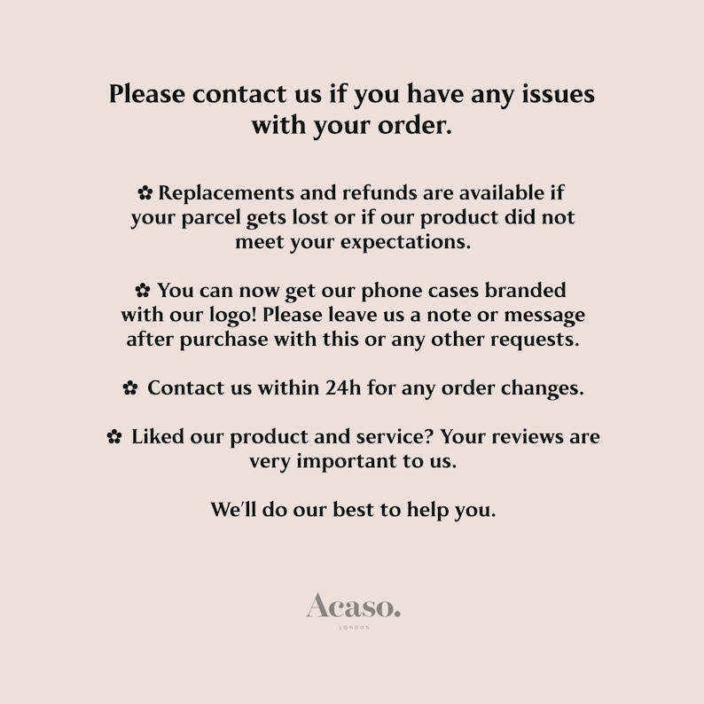 a sign that says please contact if you have issues with your order