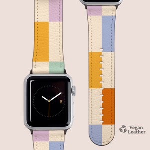 Colourful Checkers Apple Watch Band for Apple Watch Series 1, 2, 3, 4, 5, 6, 7, 8 and SE | Vegan Leather, Eco-Friendly