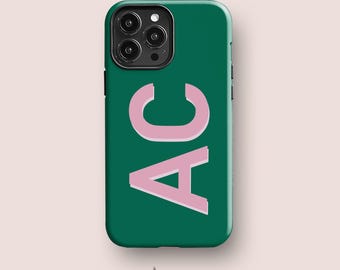 Custom Green Case for iPhone, for Galaxy, Pixel & More Monogram, Initials Phone Cases