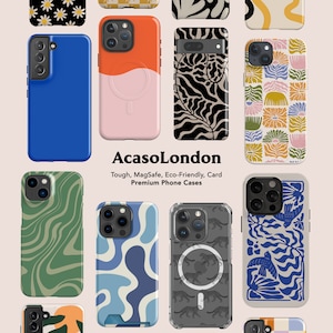 a bunch of cell phones with different designs on them