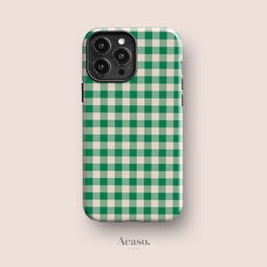 Green Plaid Phone Case for iPhone 14, iPhone 13 Pro, Pixel 8 Pro, for Galaxy S24 & More Unique Designs by Acaso London