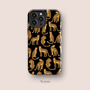 Cute Cheetah Phone Case for iPhone 12, for Samsung S20 and Google Pixel 4a and More - Cheetahs with a Red  French Beret in Black