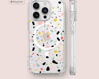 Clear Terrazzo MagSafe iPhone Case for iPhone 16, iPhone 15, iPhone 14 Series & More Impact Resistant Phone Cases