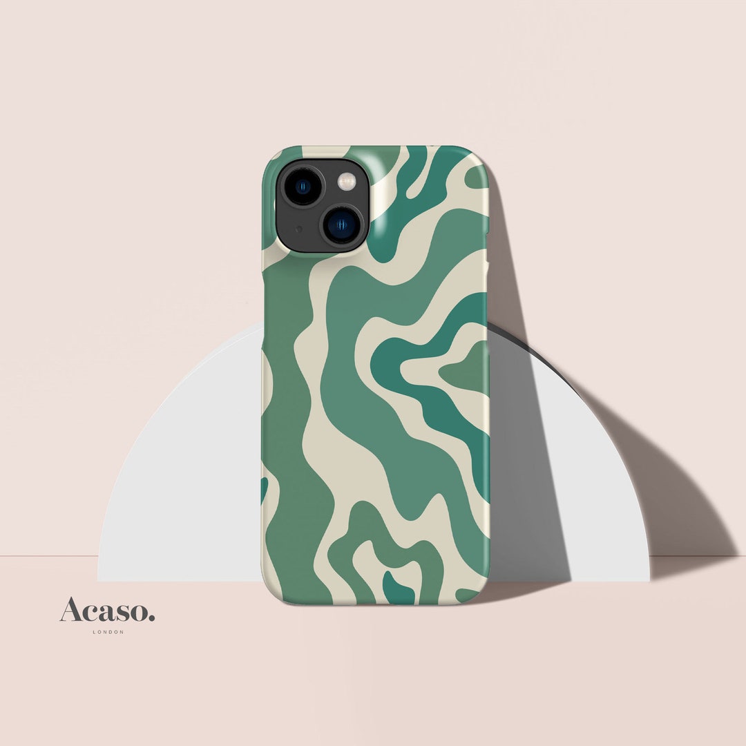 Shuraba Oriëntatiepunt Met andere bands ABSTRACT WAVY Green Phone Case Iphone 13 Case Iphone 12 - Etsy