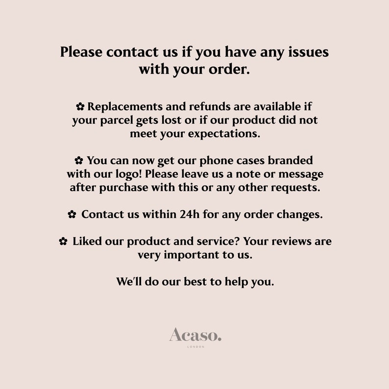 a sign that says please contact if you have issues with your order