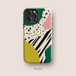 ABSTRACT 80's Phone Case for iPhone, for Samsung and Google Pixel, All Models | Geometric, Striped, Pop Art, Terrazzo, Green Pink