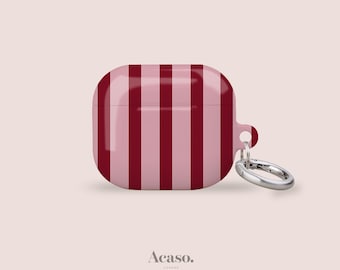Ibiza Pink Maroon Striped AirPods Case for AirPods 1, 2, 3, 4 & Pro 1, 2, 3