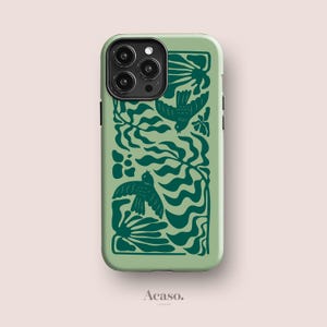 Green Swallows Phone Case for iPhone 15, iPhone 14 Pro, iPhone 13 Case, iPhone 11 Case, iPhone 8 Case & More Unique Designs