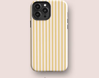 Striped Yellow Case for iPhone 16, iPhone 15, for Galaxy S25, Pixel 9 Series & More Premium Summer Phone Cases