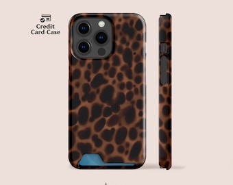Tortoise Shell Card Case for iPhone and for Samsung Models | Credit Card Storage Cases, Animal Spots, Toffee Brown