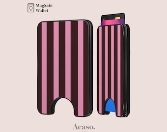 Maroon Spring Stripes Magnetic Phone Wallet & Stand