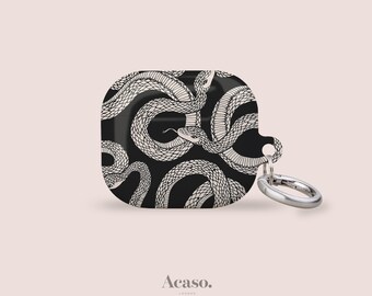 Black Snakes AirPods Case, Protective Cover with Keyring, All Generations