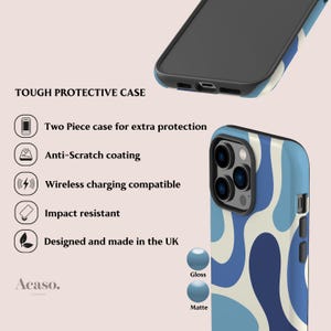 FUNKY WAVES-telefoonhoesje voor iPhone 14, iPhone 13 Mini, iPhone 12 Pro, iPhone 11, meer modellen | Golvende lijnen, blauw afbeelding 4