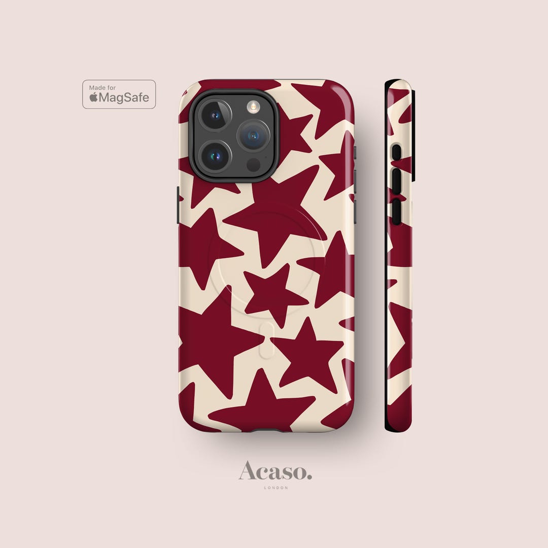 Maroon Stars iPhone 16 Magsafe Case for iPhone 15 Pro, iPhone 14 & More