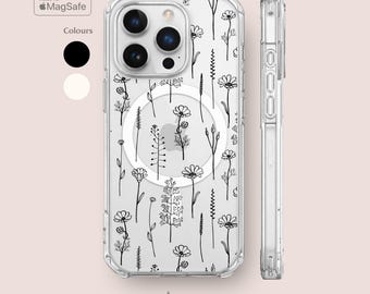 Wild Flowers Clear MagSafe iPhone Case