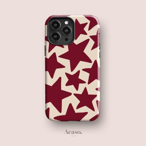 Coque bordeaux avec étoiles pour iPhone 16 Pro, iPhone 15+, pour iPhone 14, iPhone 13 Pro, iPhone 11 et plus encore