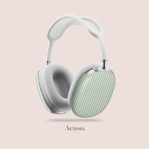 バターイエローのストライプ柄AirPods Maxカバーとその他スタイリッシュなApple AirPods Maxケース（Acaso London製）