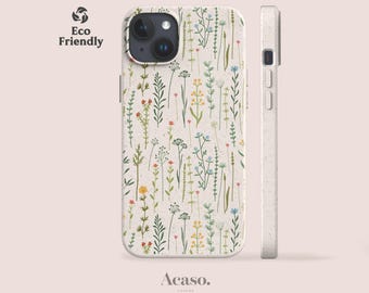 Wild Flowers Eco Phone Case for iPhone 14 and for Samsung S22 Models - Biodegradable Bamboo Cases by Acaso