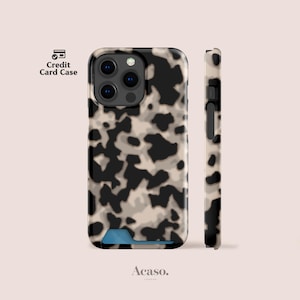 Étuis porte-cartes écaille de tortue et amandes pour iPhone 16 Pro, iPhone 15 Pro, iPhone 14+, iPhone 13 Mini, etc.