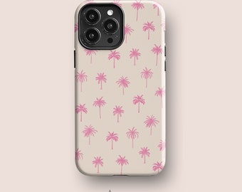 Pink Palm Trees Phone Case for iPhone 13 Pro, for Samsung S23 and Google Pixel 6 Pro, More Models