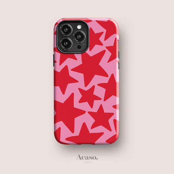Pink Red Stars Case for iPhone 13, iPhone 14 Plus Case, iPhone 11 Case, iPhone SE 2 Case and More