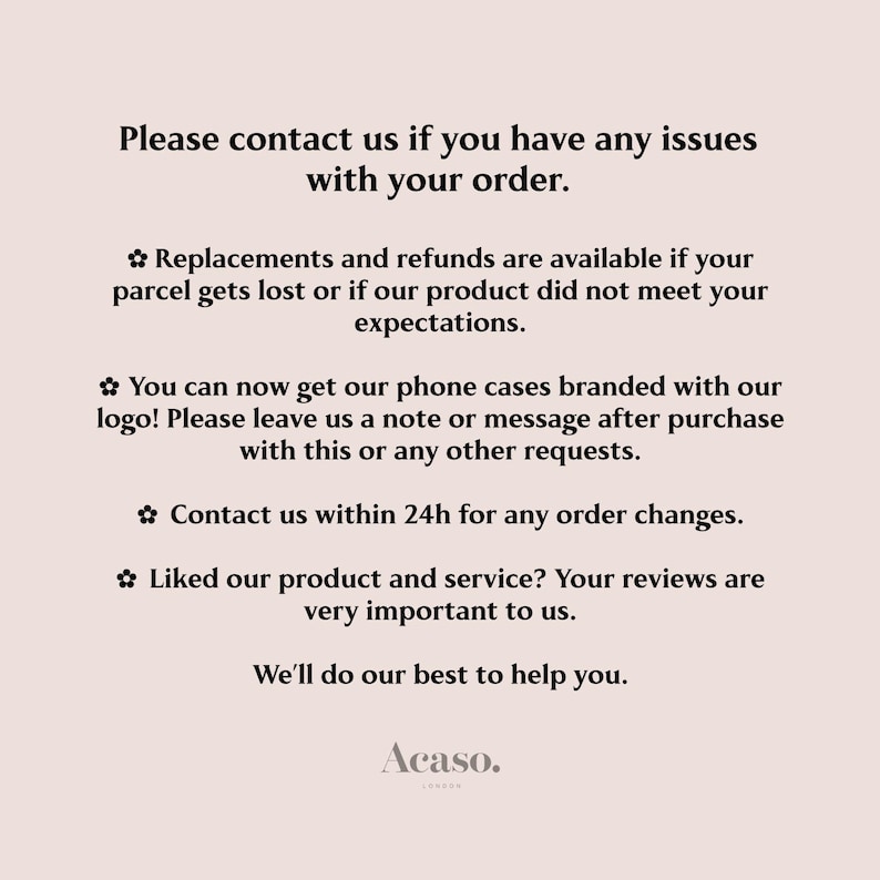 a sign that says please contact us if you have issues with your order