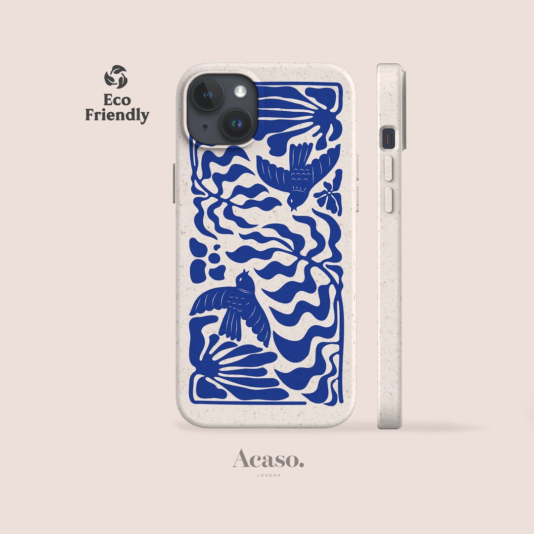 View of Blue Swallows Eco Phone Case for iPhone 13, iPhone 11 and for Samsung ...