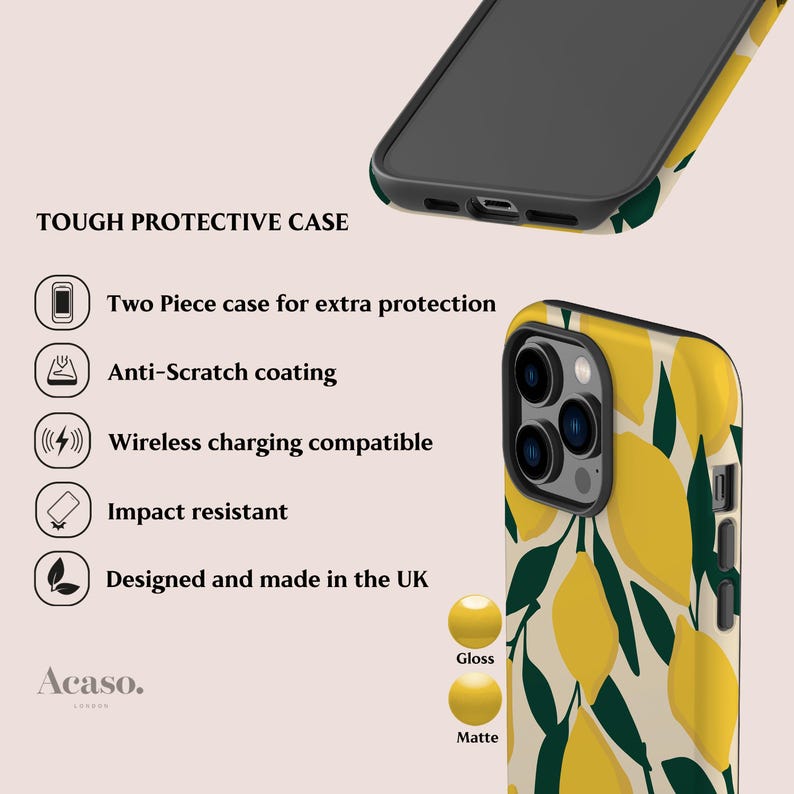 Funda para teléfono con diseño de limones para iPhone 17, Galaxy S25 y Pixel 10 imagen 4