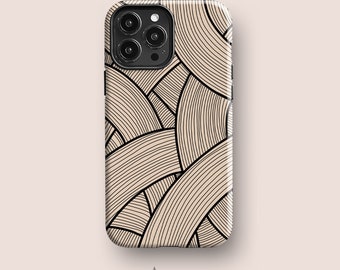 Japanese Art Phone Case for iPhone 13, for Samsung S21 and Google Pixel 6, All Models | Minimal, Noodle, Abstract, Beige