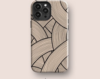 Coque de portable artistique japonaise pour iPhone 13, Samsung S21 et Google Pixel 6, tous les modèles | Minimal, Nouilles, Abstrait, Beige