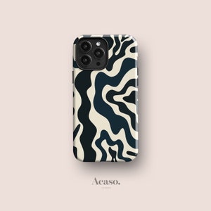 Abstract Wavy Phone Case Phone Case for iPhone 15 Pro, iPhone 14 Case, iPhone 13 Case and More Models in Navy & Black