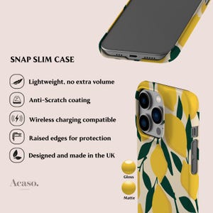 Funda para teléfono con diseño de limones para iPhone 17, Galaxy S25 y Pixel 10 imagen 3