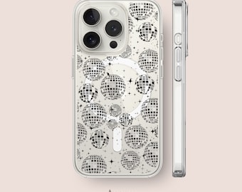 Disco Ball Clear MagSafe iPhone 15 & 14 Case, Impact Resistant Phone Cases by AcasoLondon