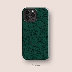 Dark Green Spotty Phone Case for iPhone 13, for Samsung S23 and Google Pixel 8, All Models by Acaso