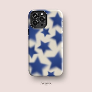 Blurry Stars Phone Case for iPhone 13 Pro, iPhone 14 Pro, iPhone 12, iPhone 11 and More Models with Aesthetic Gradient Blue Design