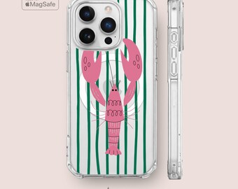 Striped Lobster Clear Case for iPhone 17, 16, 15, 14 with MagSafe