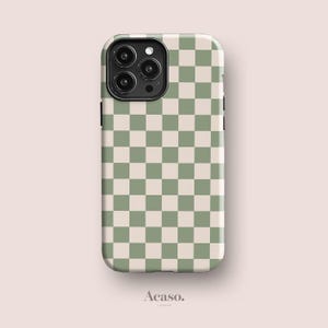Pale Green CHECKERED Phone Case | iPhone 14 Case, iPhone 13 Pro Max, iPhone 12, iPhone 11, More Models | Check Pattern, Green Mint, Retro