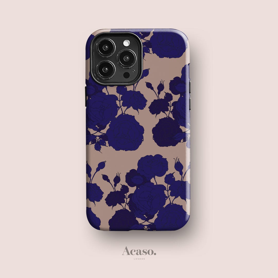 Dark Blue Roses Case for iPhone 16 Plus, iPhone 15 Pro, iPhone 13 Mini