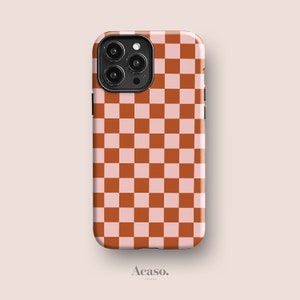Rosa Rost Karierte Handyhülle für iPhone 16, iPhone 15, iPhone 14, iPhone 13, iPhone 12, iPhone 11 & mehr geometrische Handyhüllen
