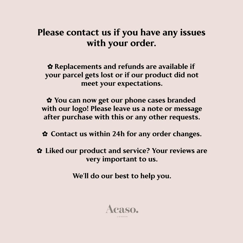 a sign that says please contact if you have issues with your order