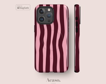 Wonky Stripes Tough Case with MagSafe Ring for iPhone 17, 16, 15, 14 & 13 Series