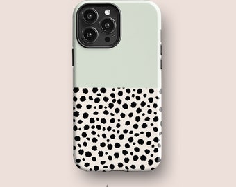 GEO CHEETAH DOTS Phone Case for iPhone, for Samsung and Google Pixel, All Models | Geometric, Animal Print, Custom Initials, Mint