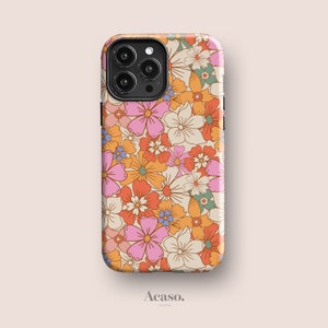 RETRO FLOWERS Phone Case for iPhone 14, iPhone 11 Case, iPhone 12 Pro Case, iPhone XR Case, iPhone 8, All Models, Flower Power, Floral