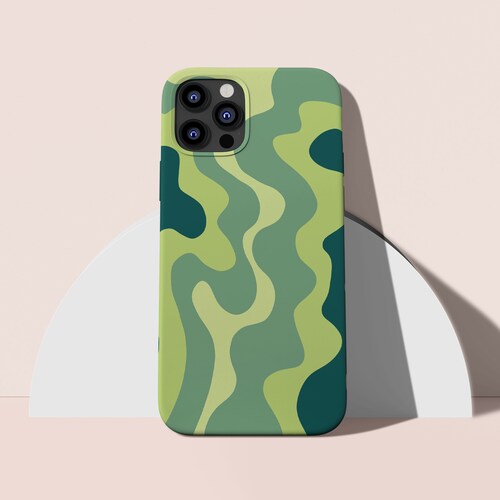 Abstract Wavy Green Phone Case Iphone 13 Case Iphone 12 Etsy Uk
