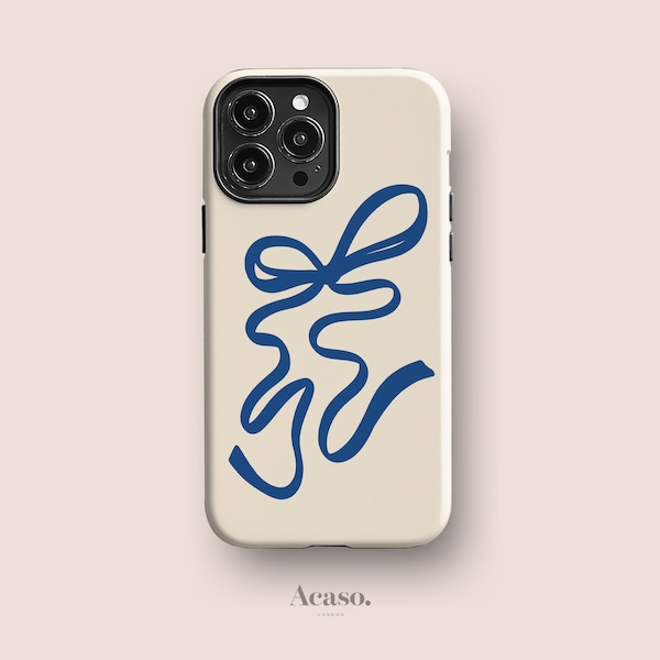 Blue Ribbon Phone Case for iPhone 13 - iPhone 14 Pro Case, iPhone 12 Case, iPhone 11 Case and More in Cream by Acaso