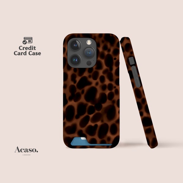 Tortoise Shell Card Case for iPhone and for Samsung Models | Credit Card Storage Cases, Animal Spots, Toffee Brown