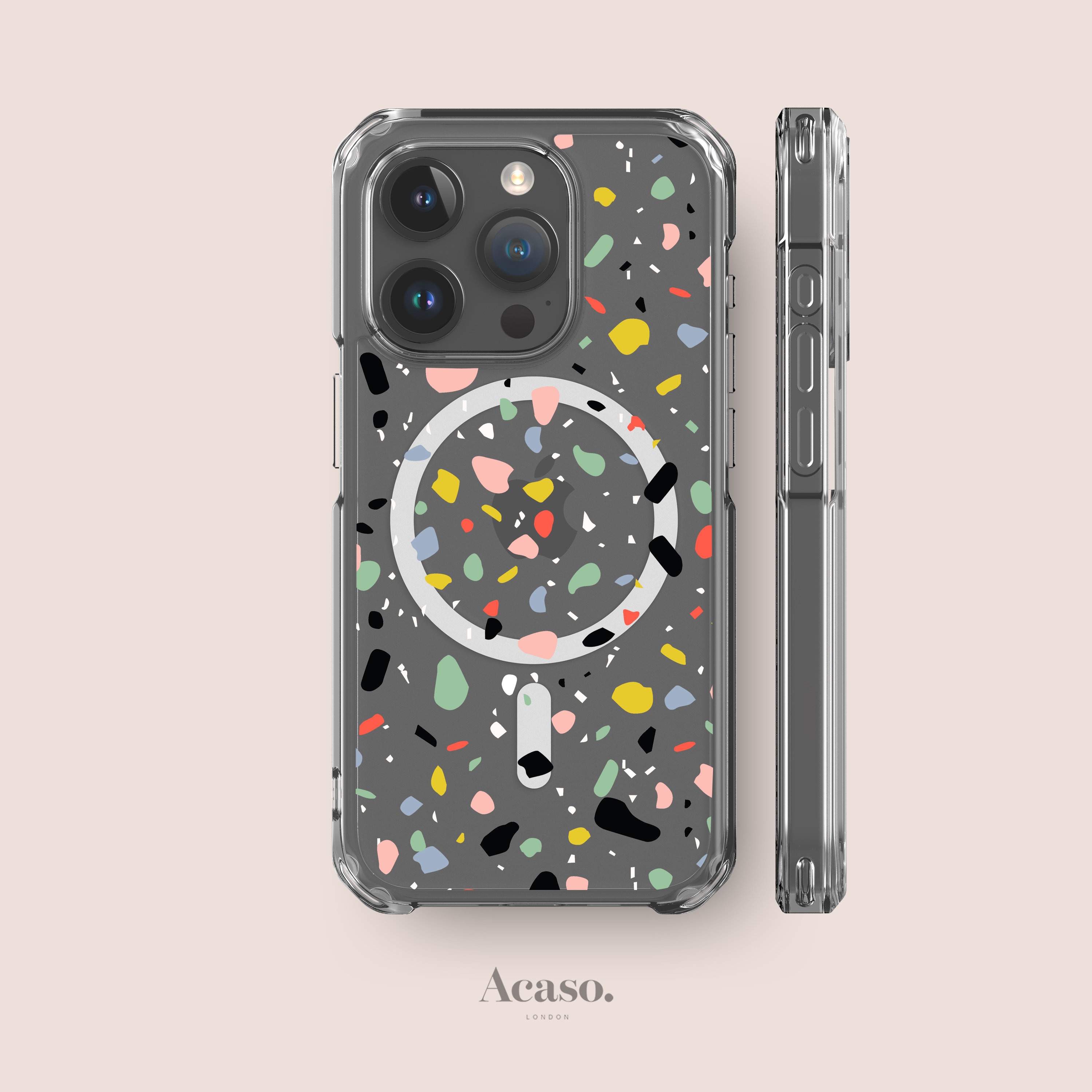 Clear Terrazzo MagSafe iPhone Case for iPhone 16, iPhone 15, iPhone 14 Series & More Impact Resistant Phone Cases