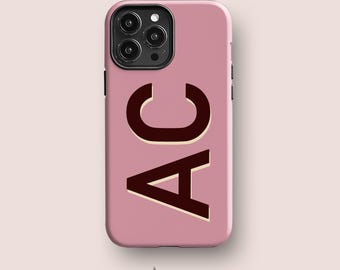 Dusty Pink Monogram iPhone 17 Case: Personalized Phone Cover