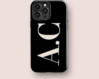 Personalized Monogram Black Phone Case: iPhone, Galaxy, Pixel